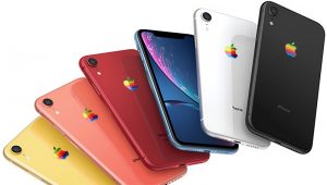 iPhone XR rainbow Apple logo concept
