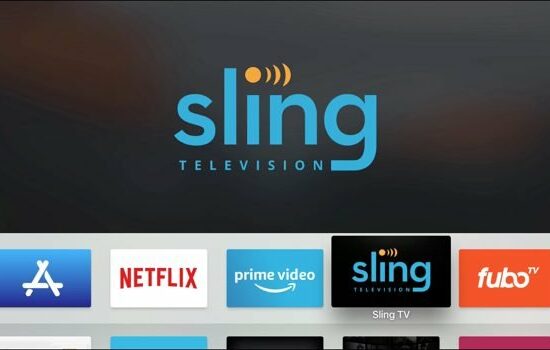 sling tv on apple tv home page with logo 620x350