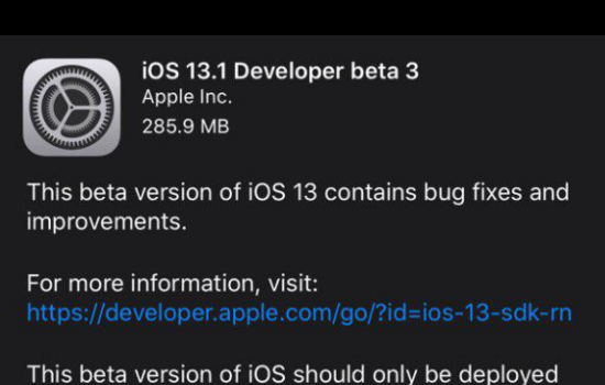 Apple seeds iOS 13.1 Developer Beta 3