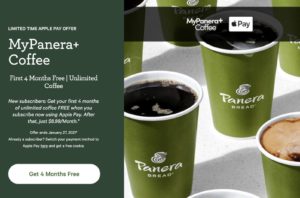 panera bread free coffee apple pay