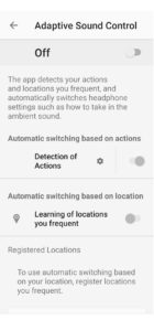 WF-1000XM3 Adaptive Sound Control settings