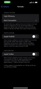 Apple ProRAW and Apple ProRes Setting