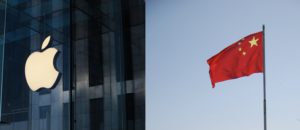 Apple Logo (left) and China flag (right)