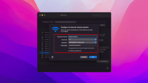 macOS Connection Sharing Setup Screen 1