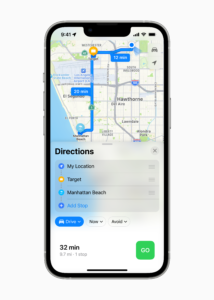 Apple WWDC22 iOS16 Maps multistop routing 220606