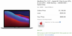 M1 MacBook Pro $899