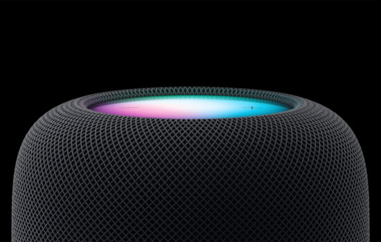 Apple HomePod 2nd Generation top showing Siri screen.