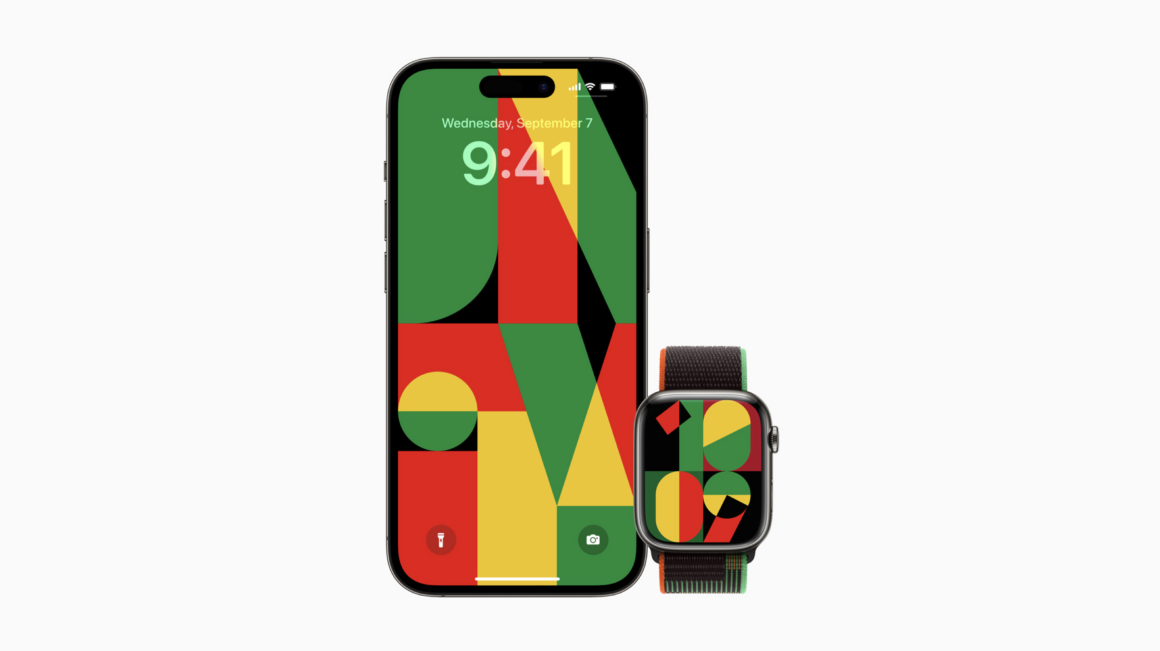 Apple iPhone and Apple Watch with Black History Month wallpapers.