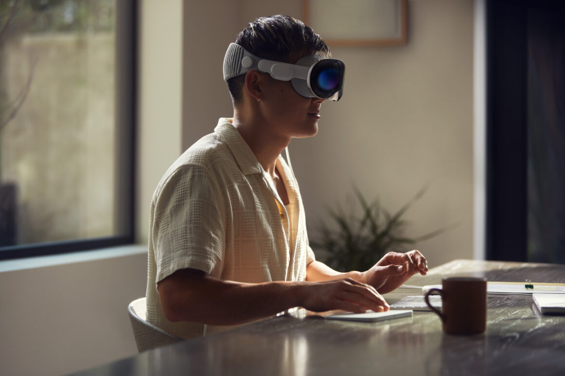 A person wearing the Apple Vision Pro
