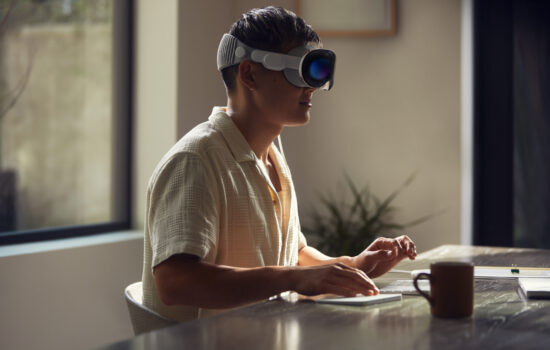 A person wearing the Apple Vision Pro