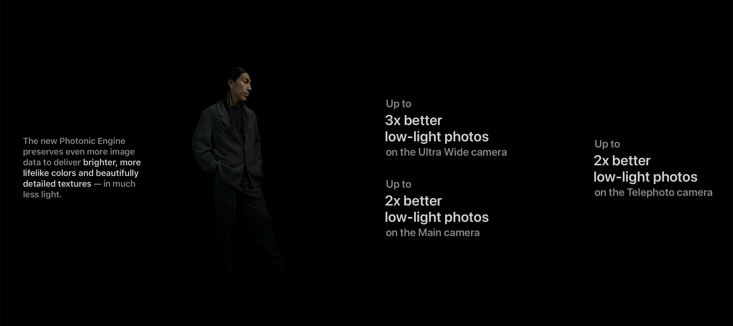 The new Photonic Engine preserves even more image data to deliver brighter, more lifelike colors and beautifully detailed textures ”” in much less light.