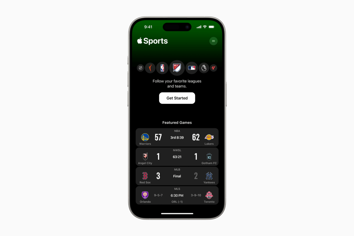 All new Apple Sports app for iOS.