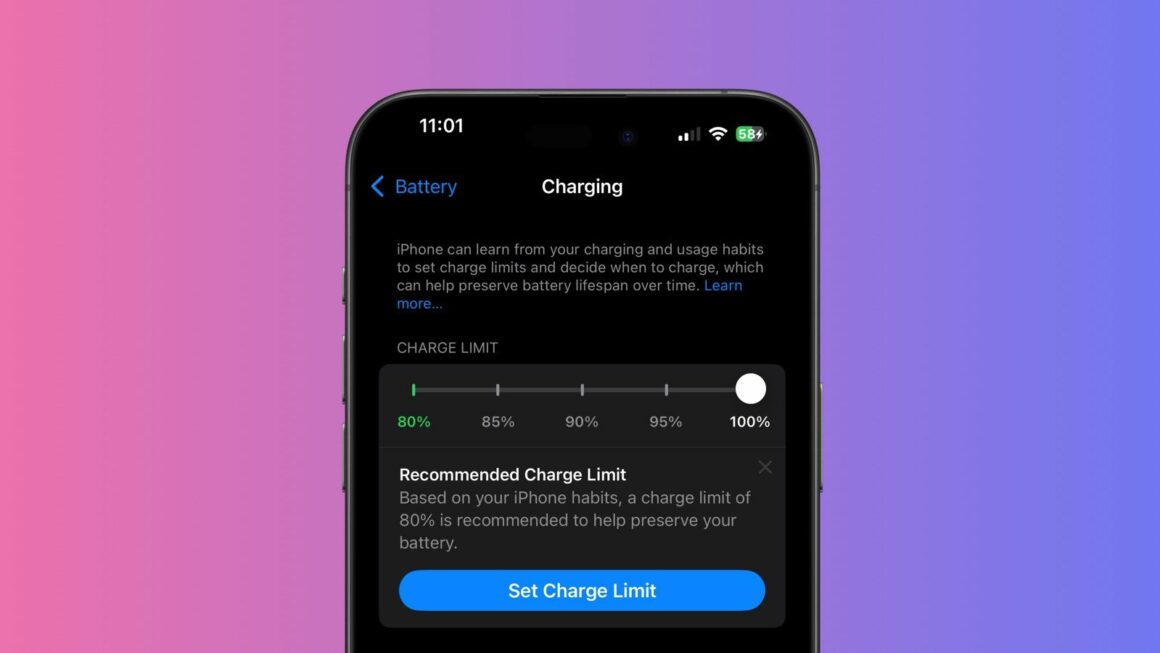 Screenshot on what the Charge Limit Options look like
