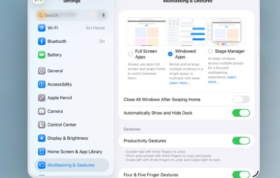 Stage Manager settings on iPadOS 26.