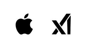 Logos of Apple and xAI