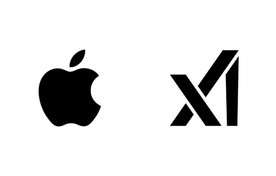 Logos of Apple and xAI