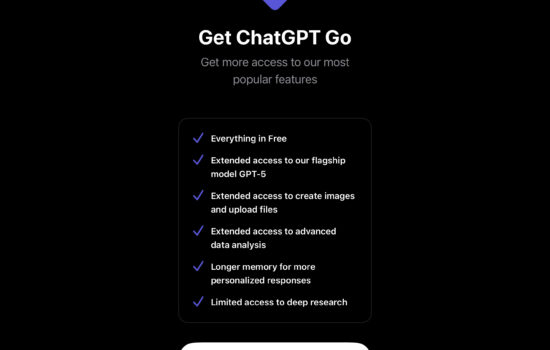ChatGPT Go Subscription Page