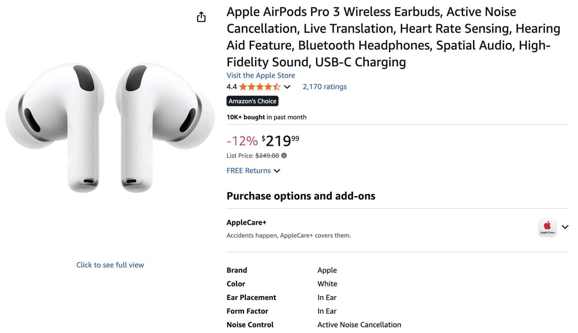 AirPods Pro 3 $219 on Amazon