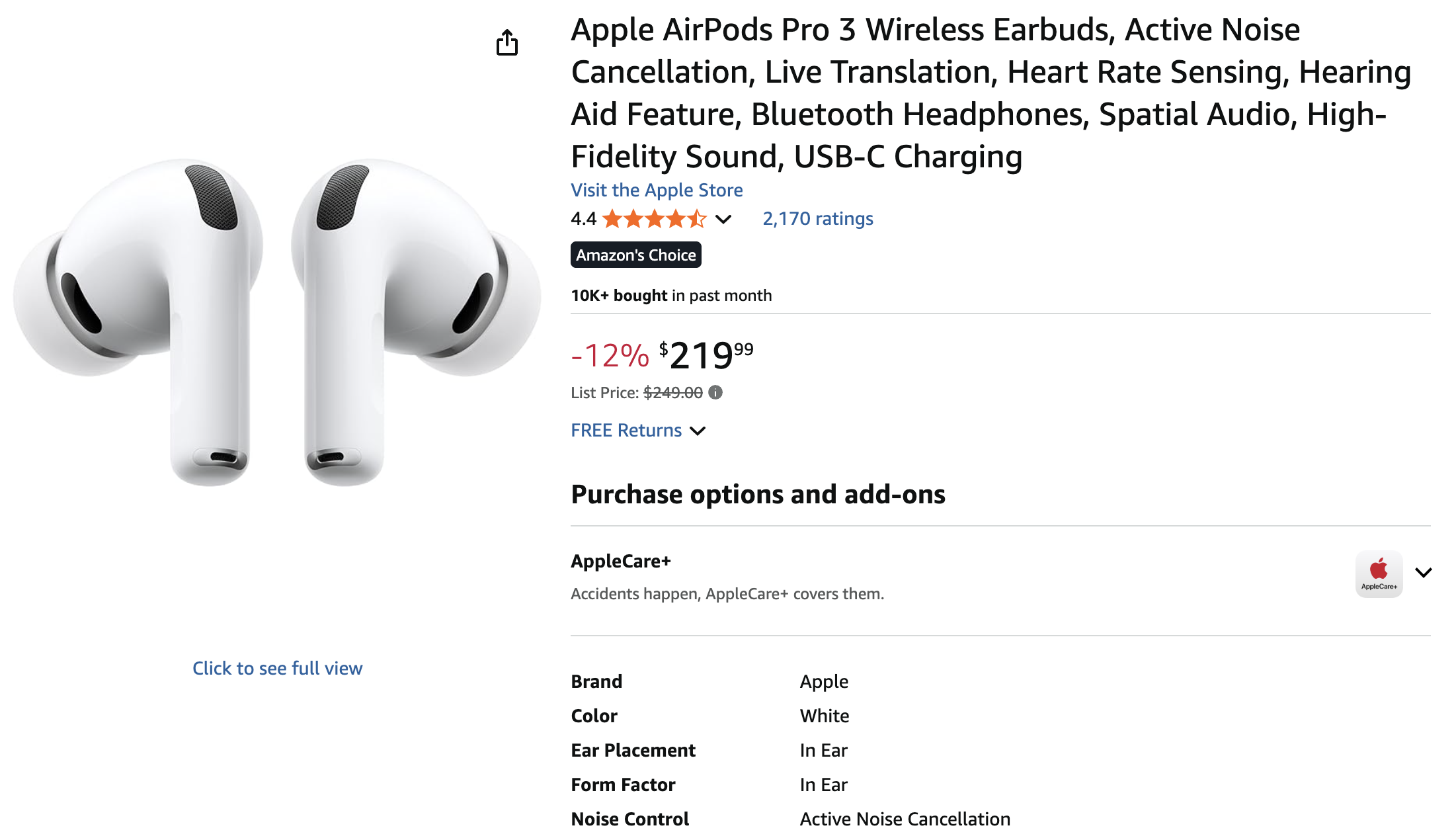 AirPods Pro 3 $219 on Amazon