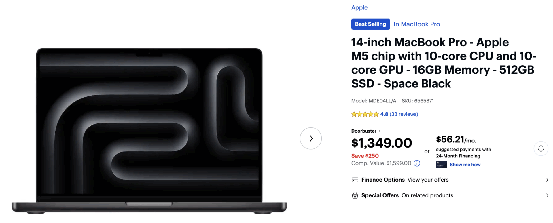 Best Buy M5 MacBook Pro $250 off