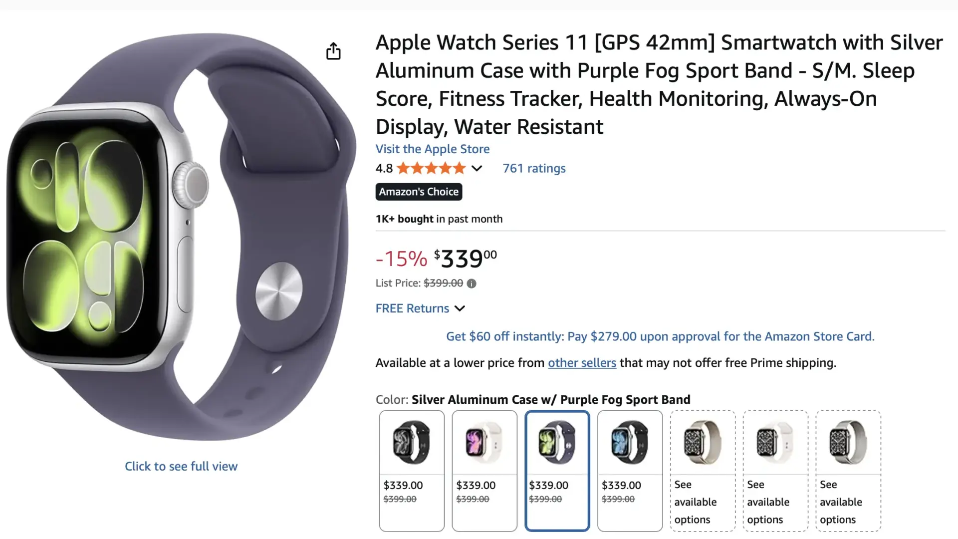 Apple Watch Series 11 $60 off on Amazon