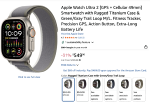 Apple Watch Ultra 3 $549 on Amazon