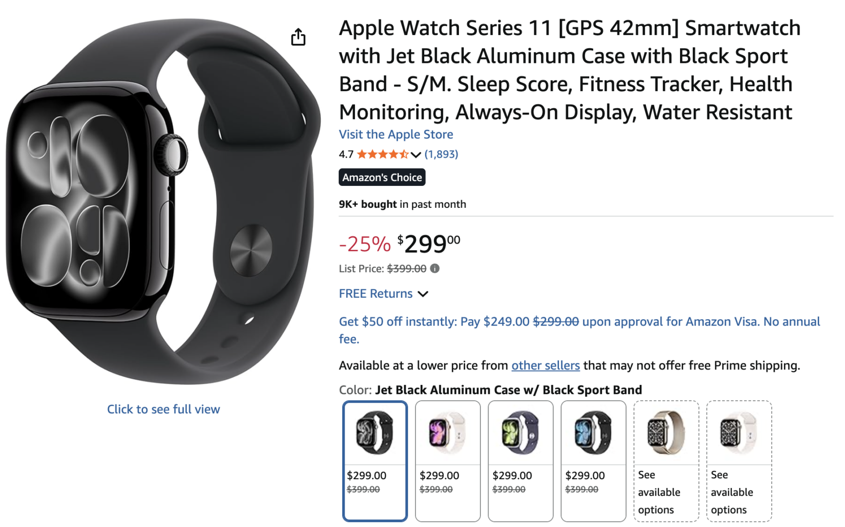 Apple Watch Series 11 $100 off on Amazon