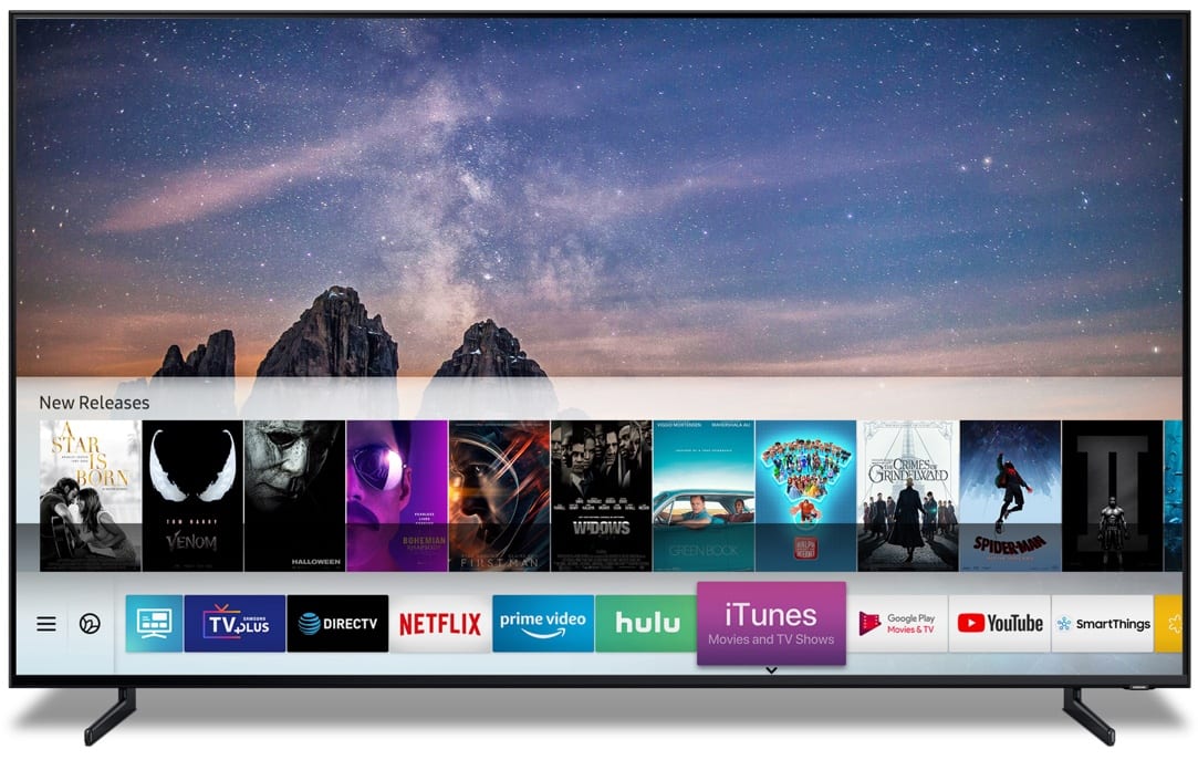 Samsung Smart TV showing the new iTunes App