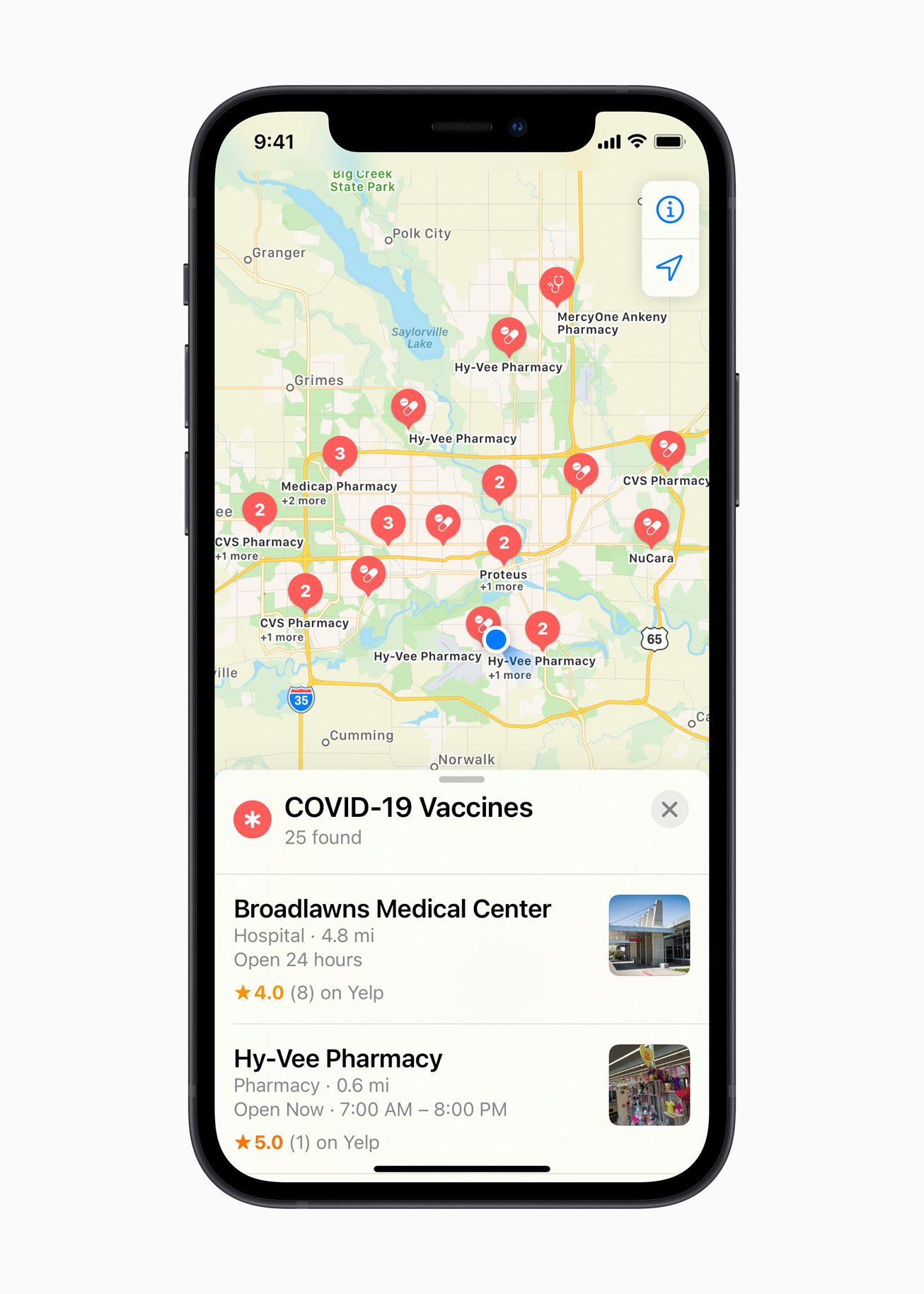 341e8b38 apple maps vaccinefinder vaccine search results 03162021 inline