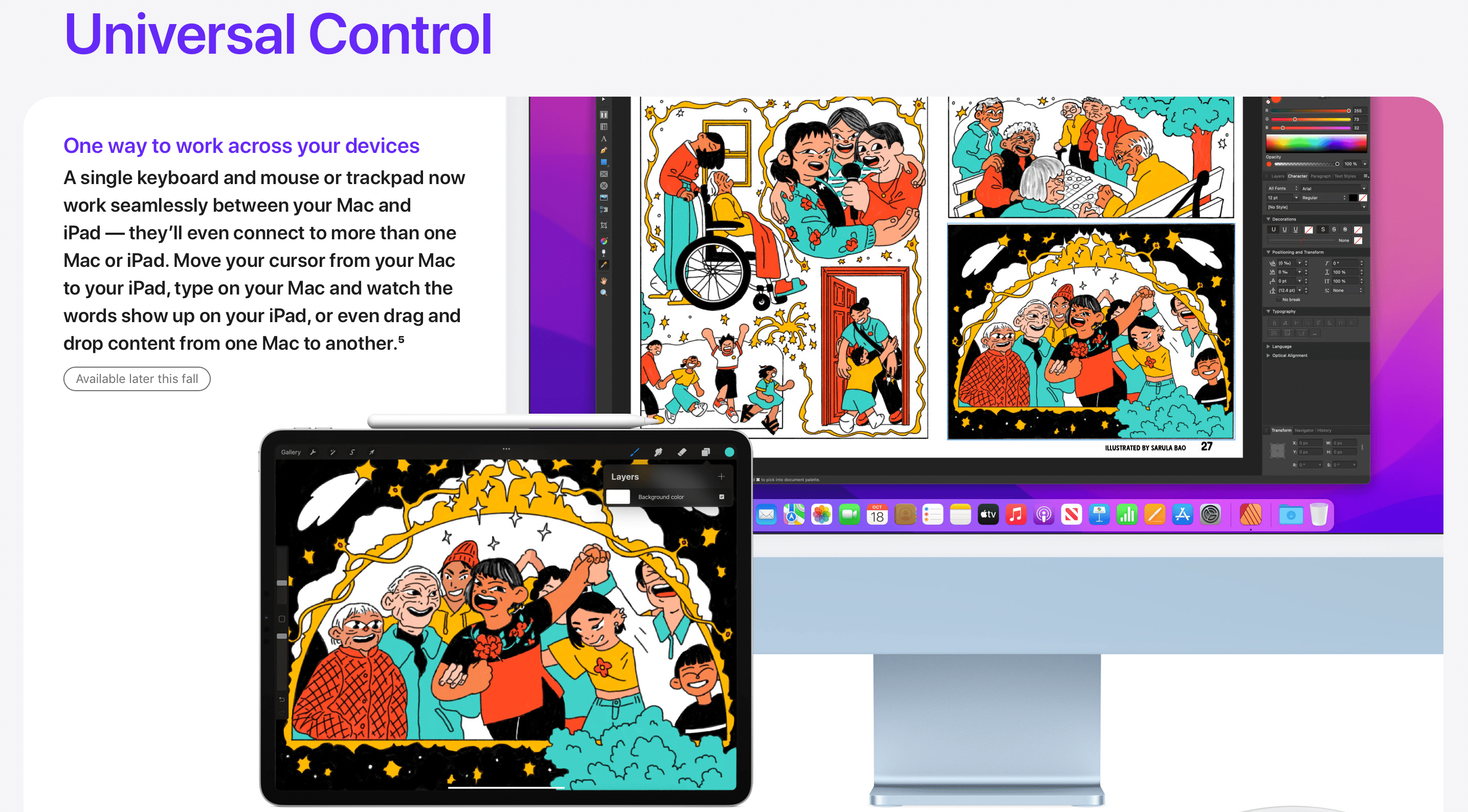 macOS Monterey's feature Universal Control will be "available later this fall"