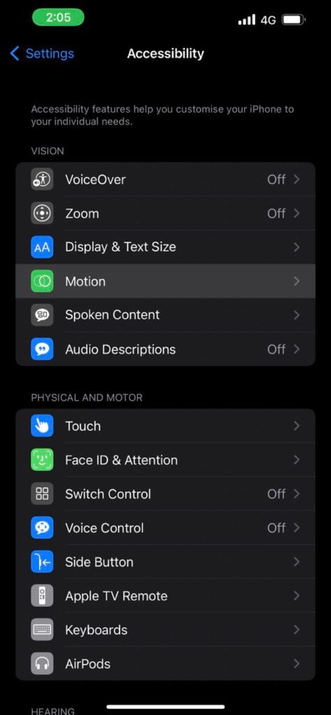 Motion Setting