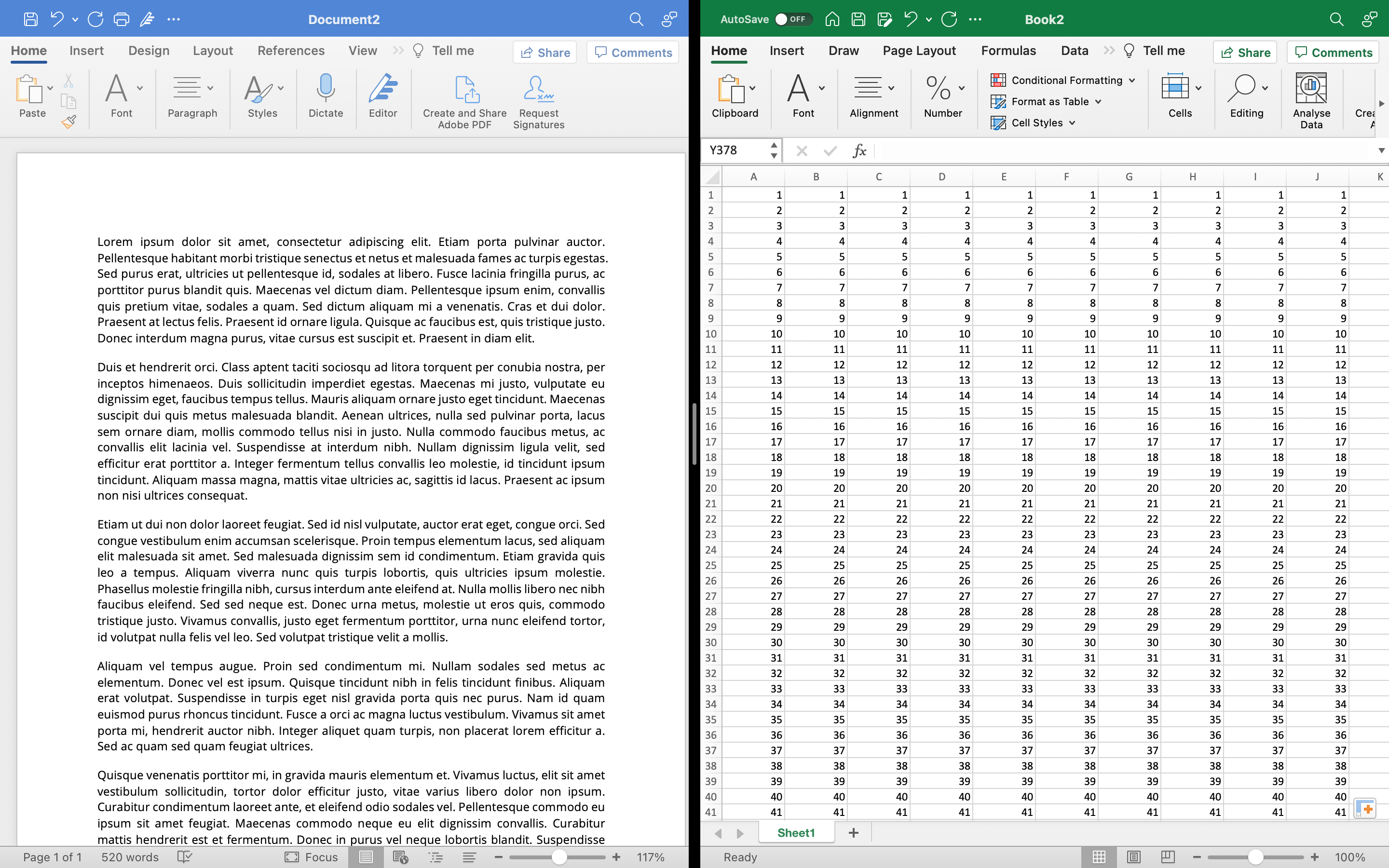 Word and Excel on MacOS 12.1