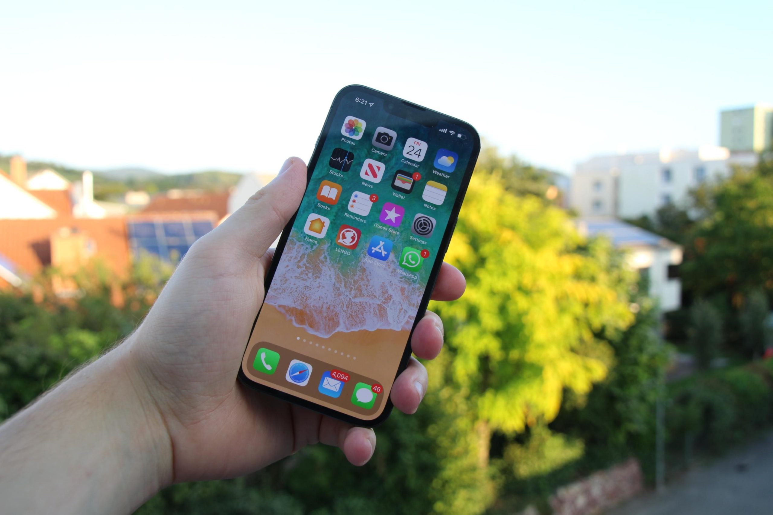 iPhone 13 Pro held outside