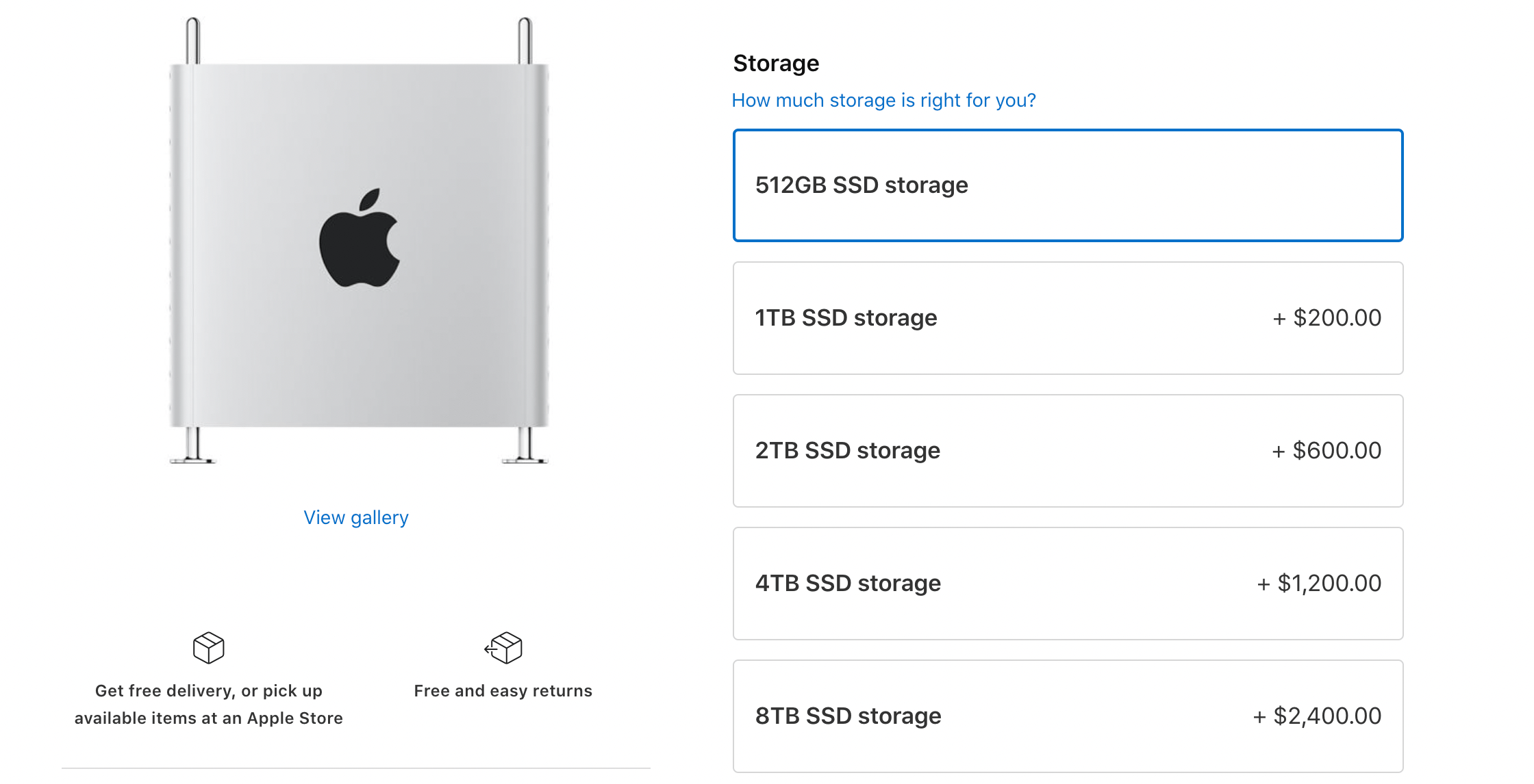 Mac Pro Now Starts with 512GB of Storage
