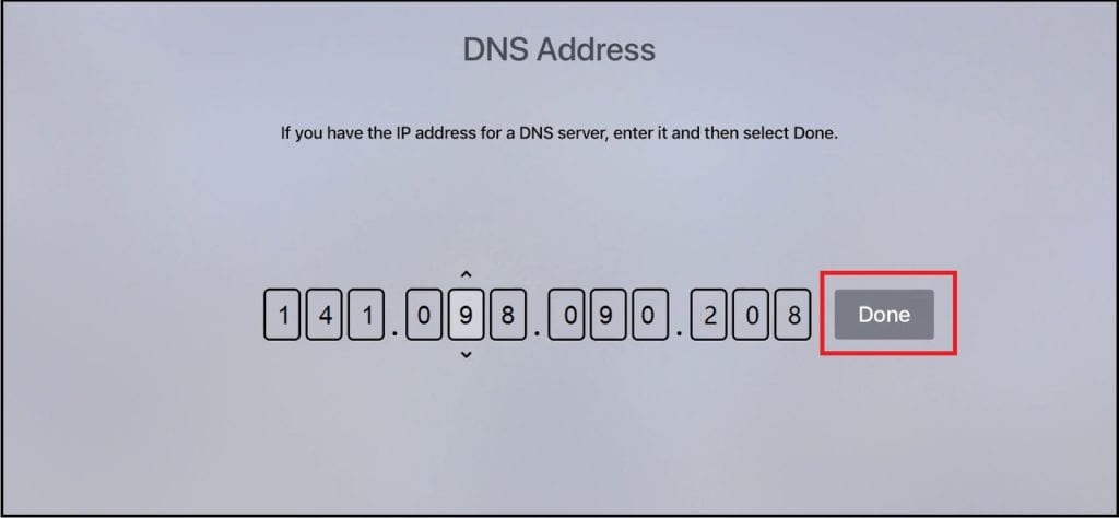 Apple TV DNS Input
