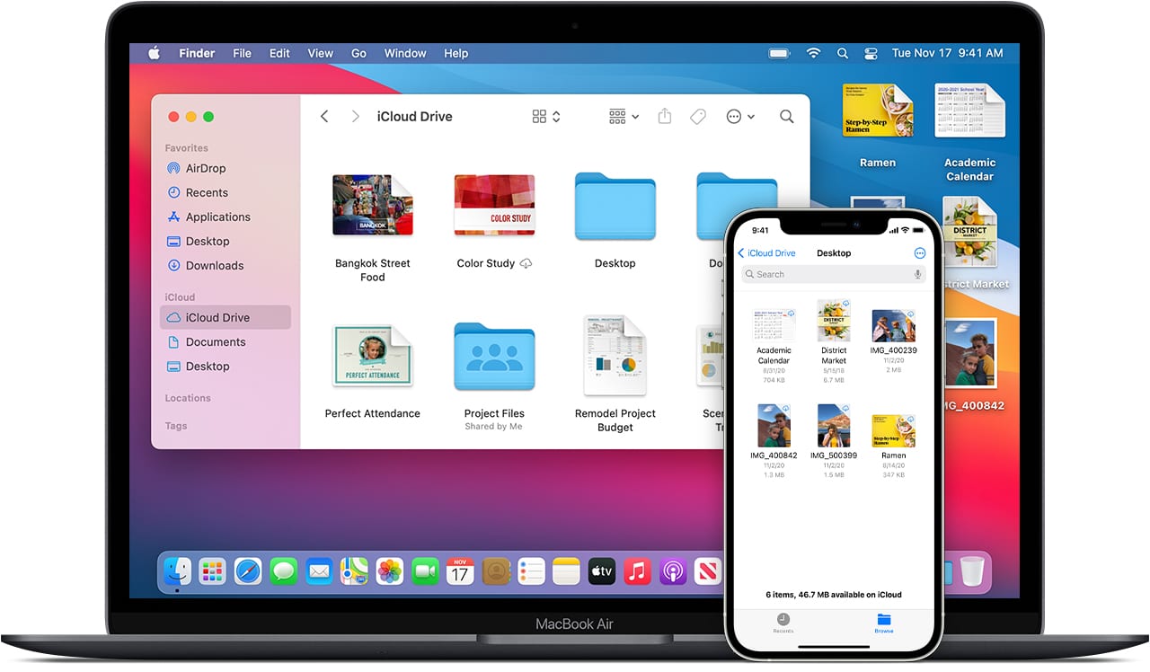 macos big sur ios 14 iphone 12 pro macbook air icloud drive desktop documents hero