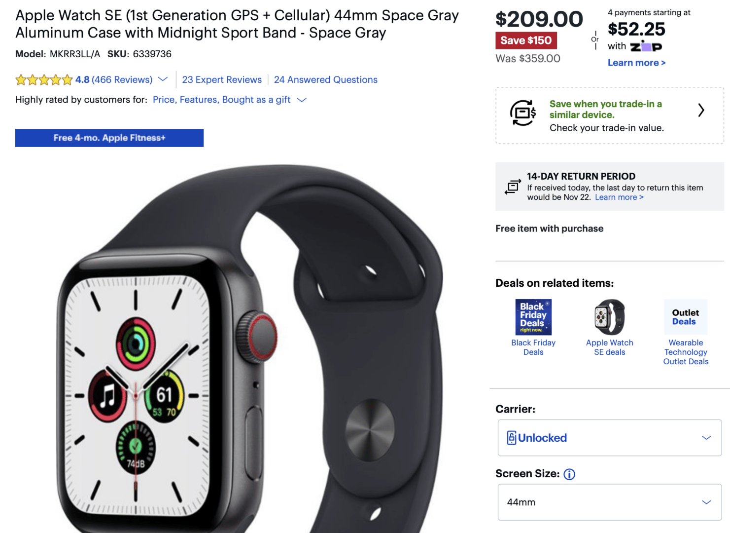 Watch SE 1st gen $209