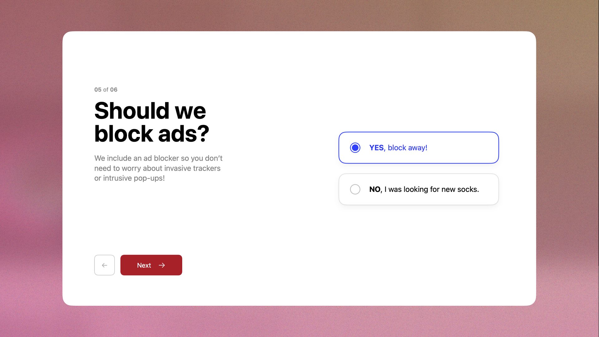 Arc AdBlock Screen