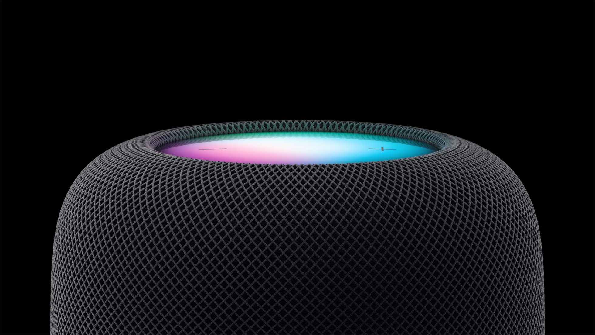 Apple HomePod 2nd Generation top showing Siri screen.