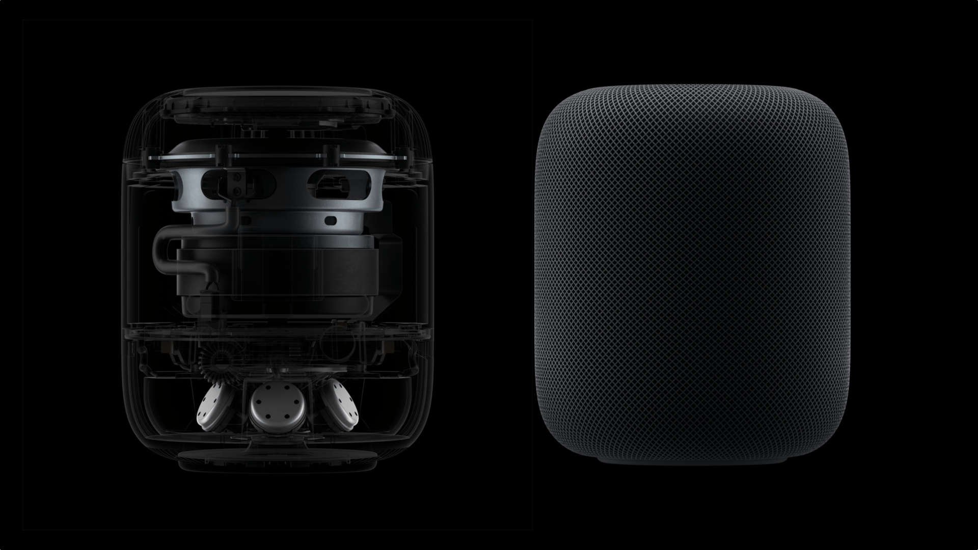 Apple HomePod 2nd Generation internals and mesh overlay.