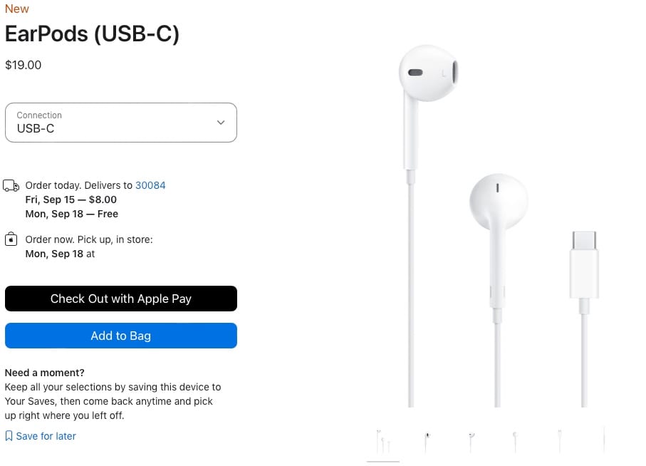 Apple Released USB-C Version of EarPods for iPhone 15