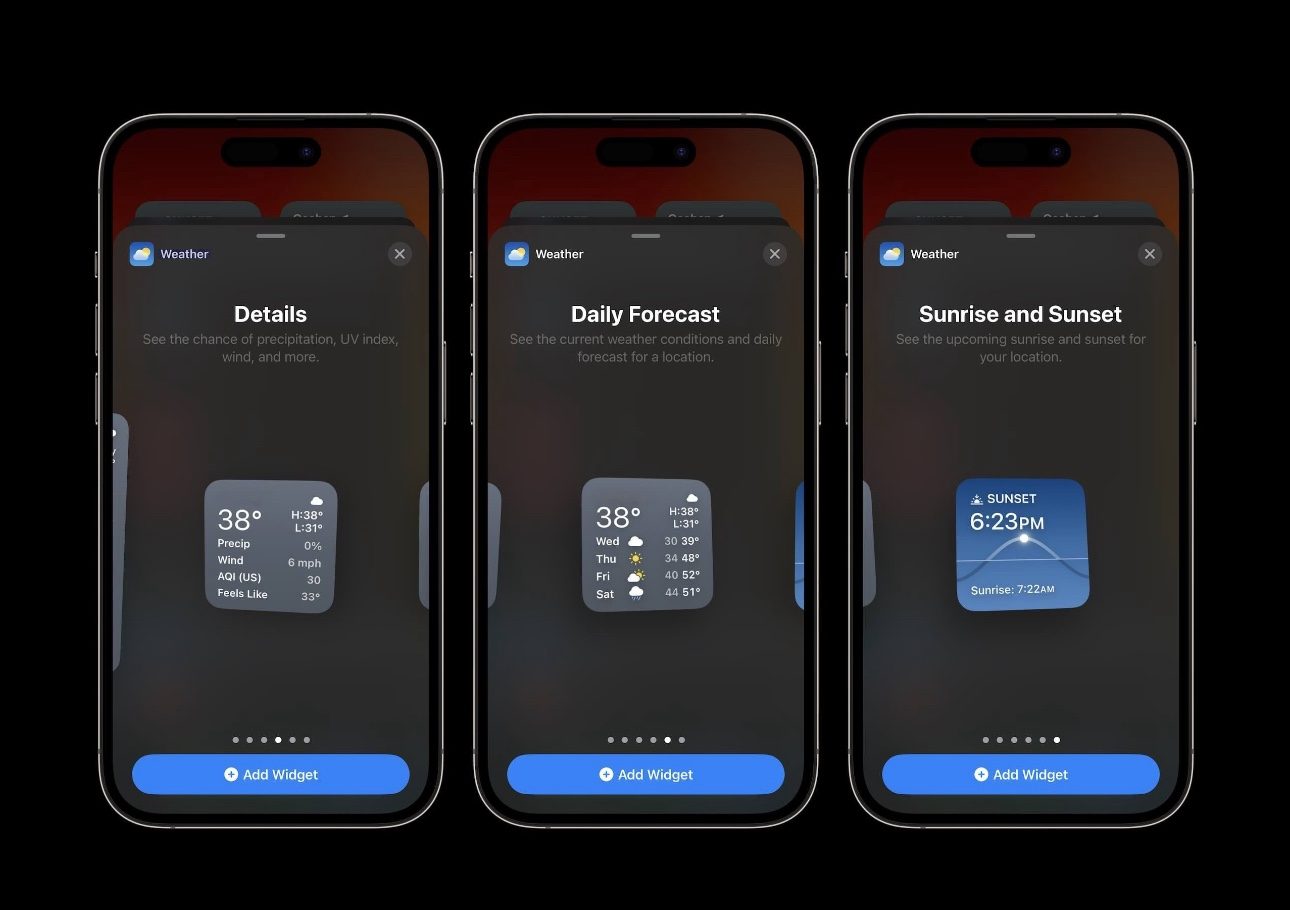 iOS 17.2 gets new Weather app widgets