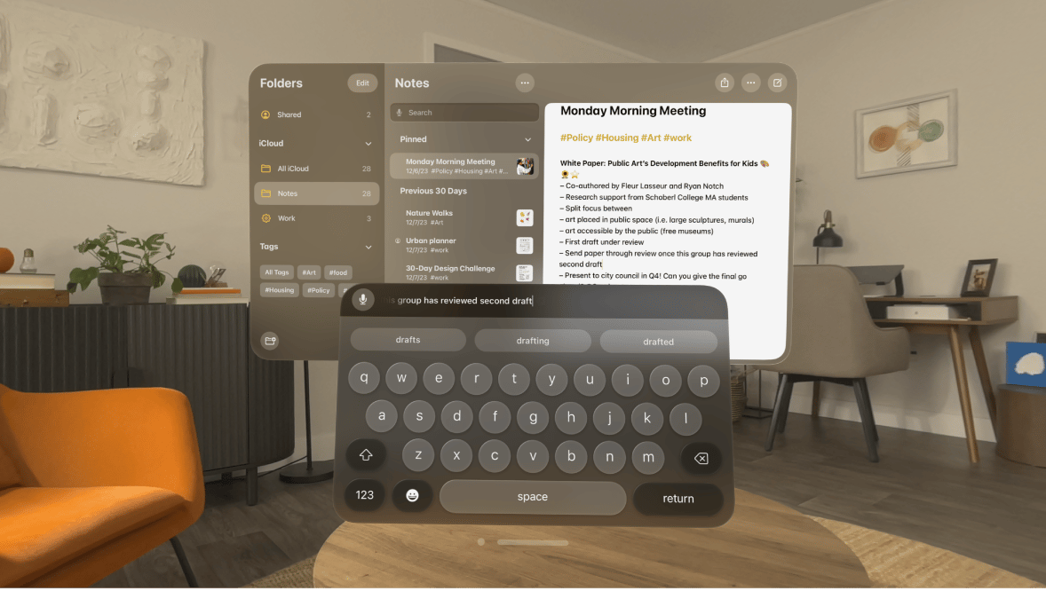 Vision Pro Keyboard in action
