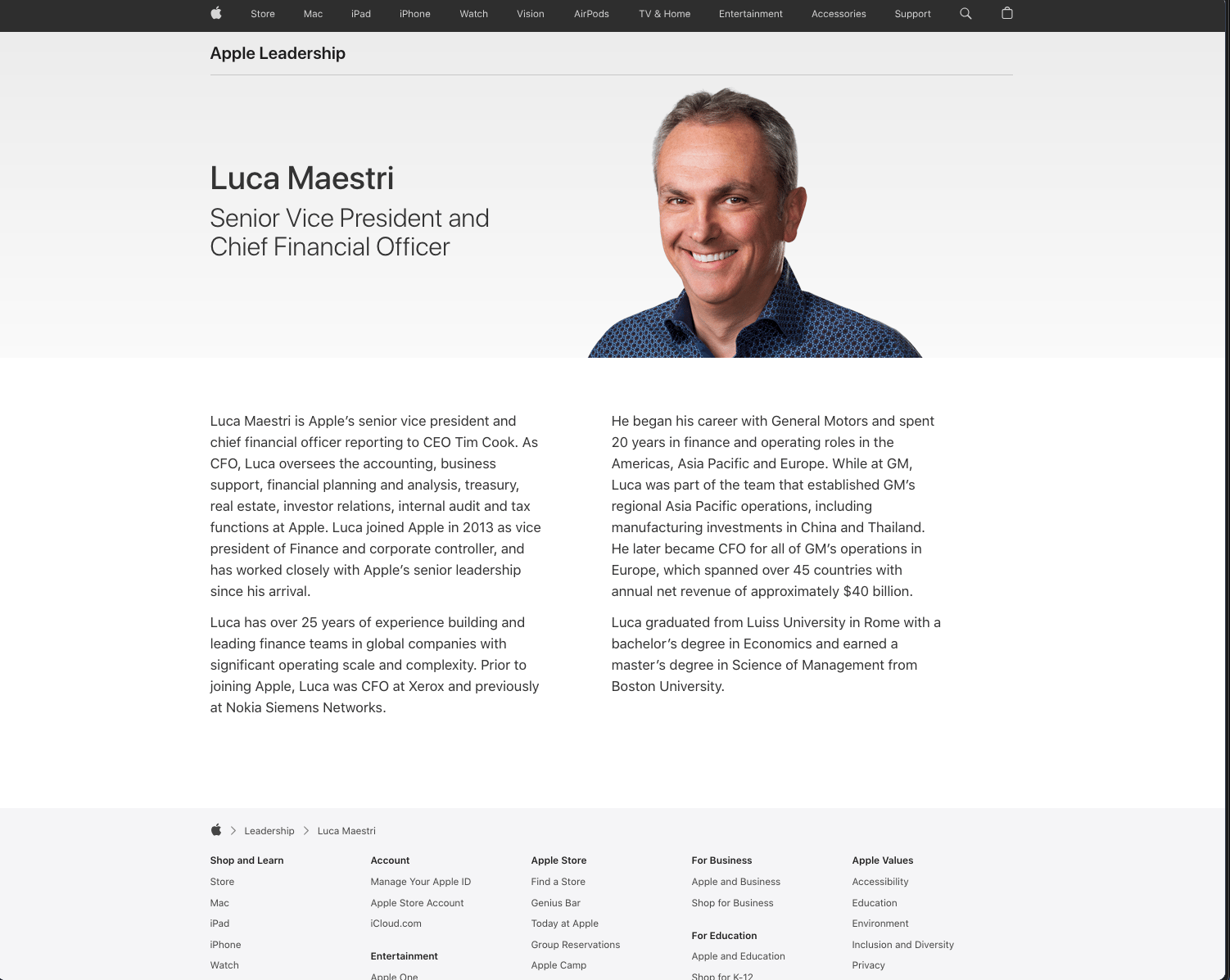 Apple to replace CFO Luca Maestri next year