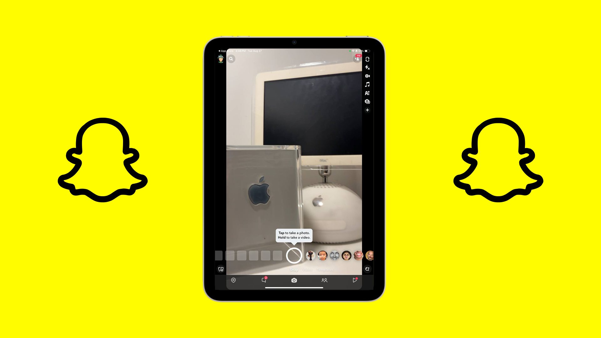 Snapchat iPad Interface.