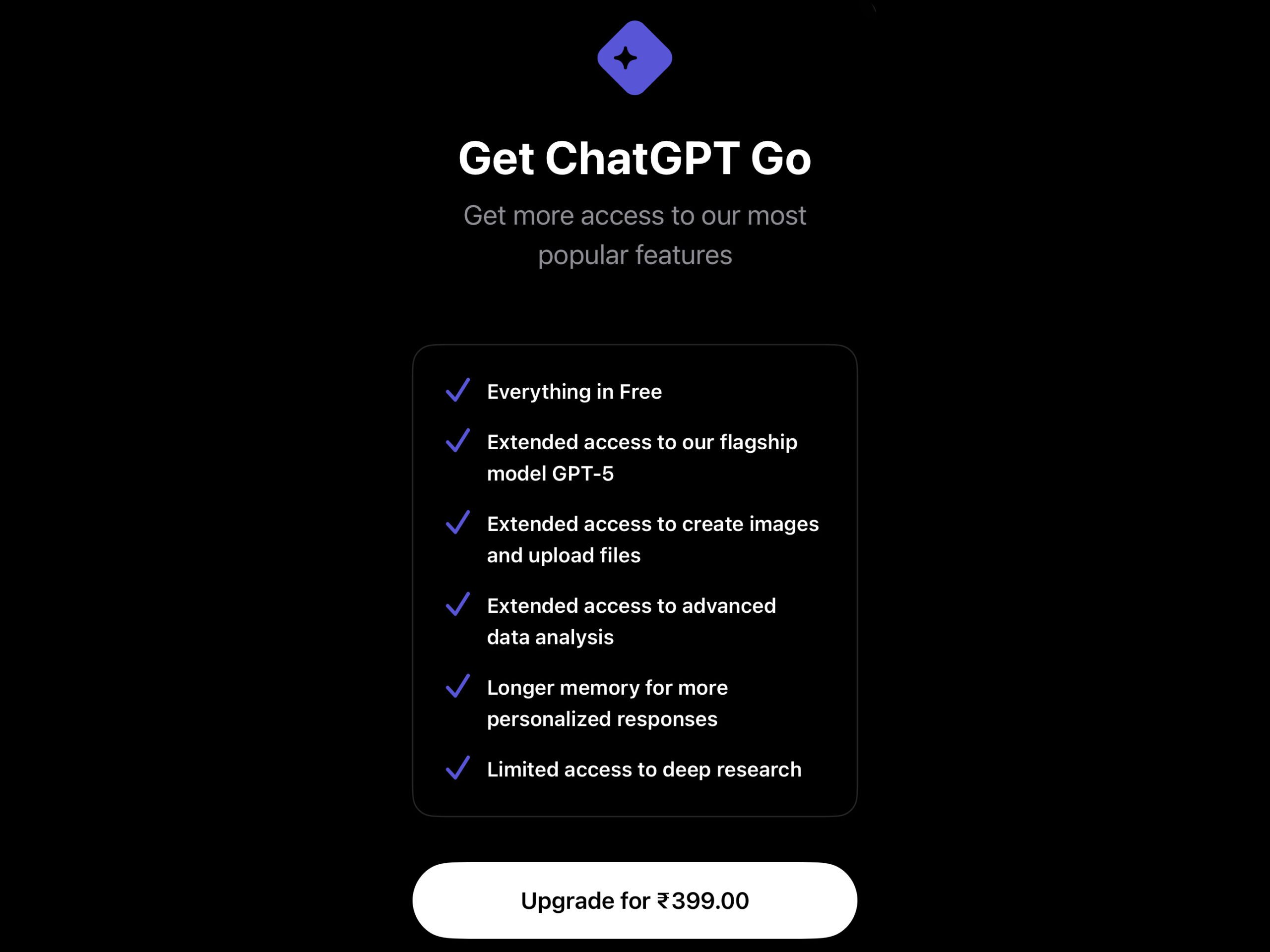 ChatGPT Go Subscription Page