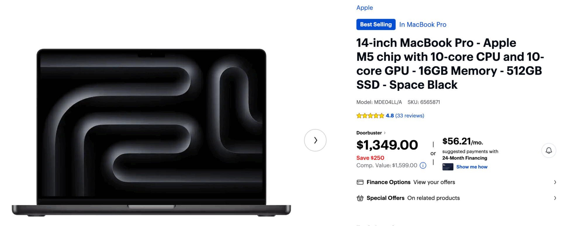 Best Buy M5 MacBook Pro $250 off