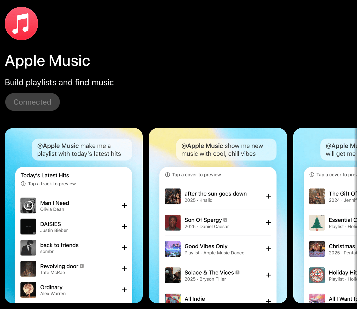 Apple Music app released for ChatGPT