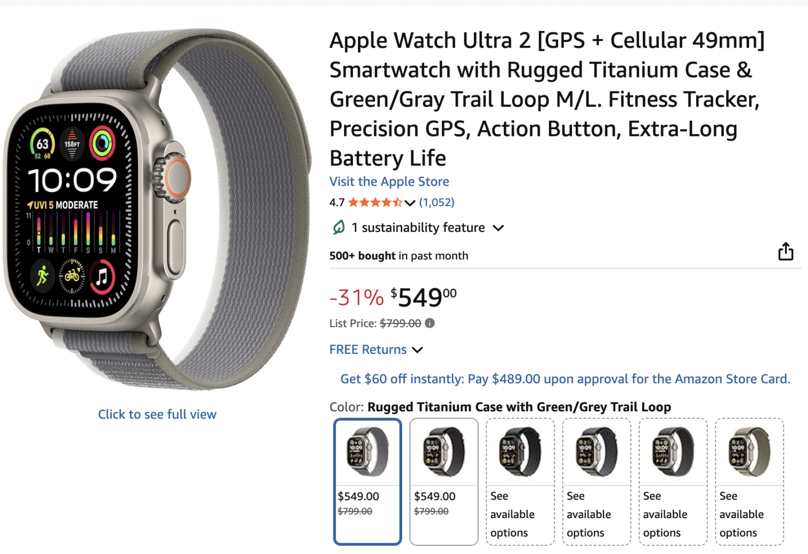 Apple Watch Ultra 3 $549 on Amazon