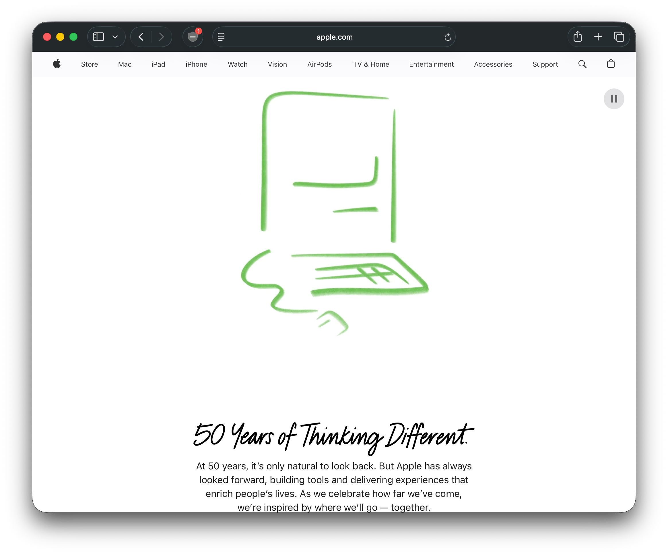 Apple pays homage to its 50th anniversary with animated homepage